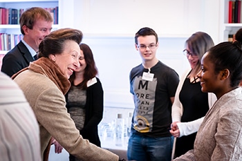 Princess Anne meeting the students