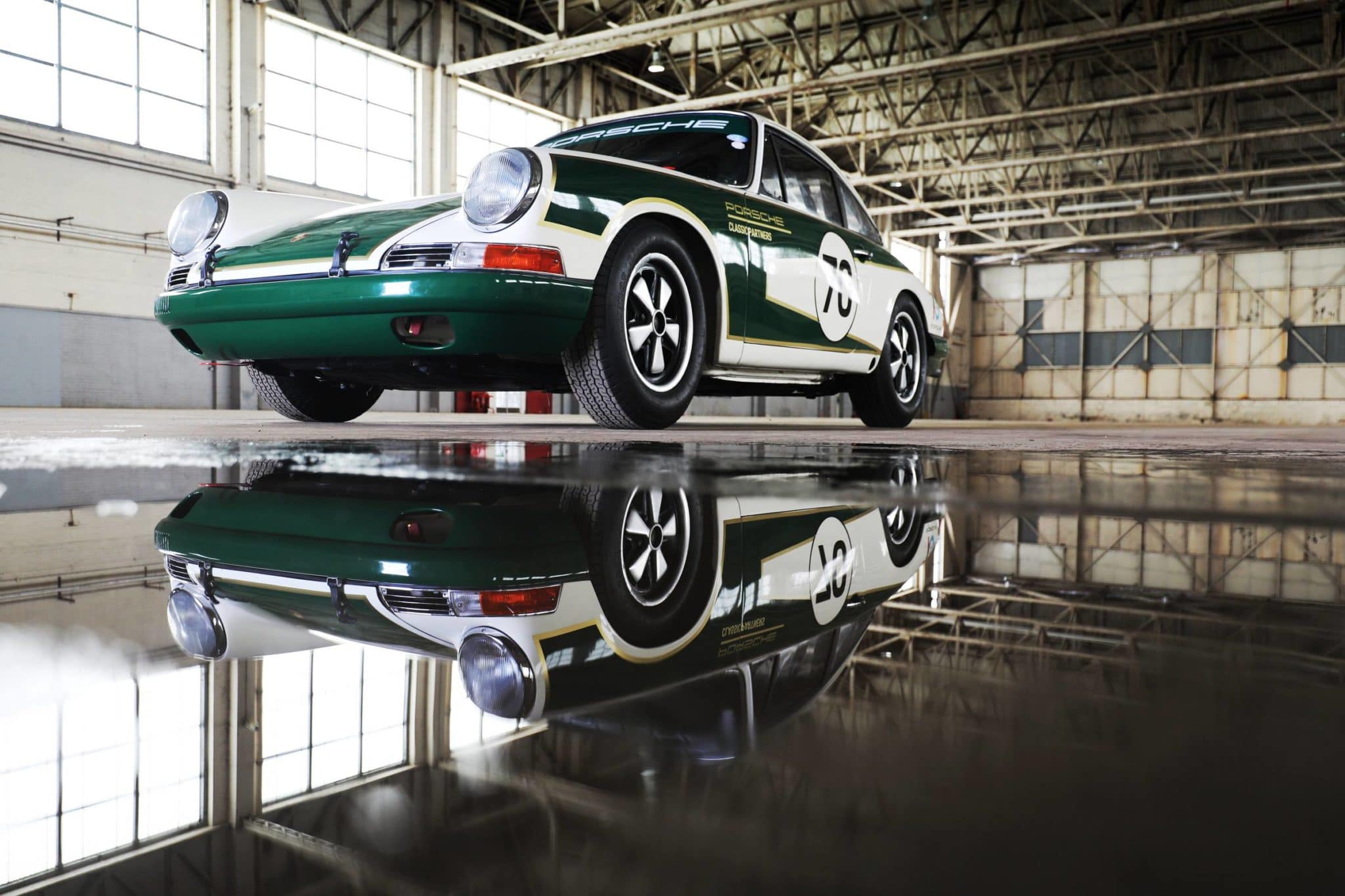 porsche 911 in a warehouse