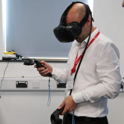vr goggles being worn by a male