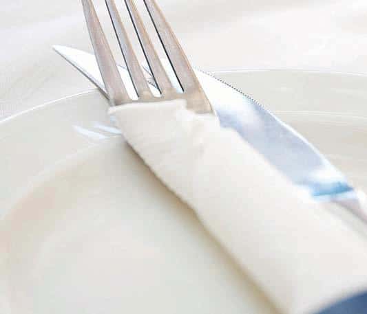 Knife and Fork wrapped in serviette