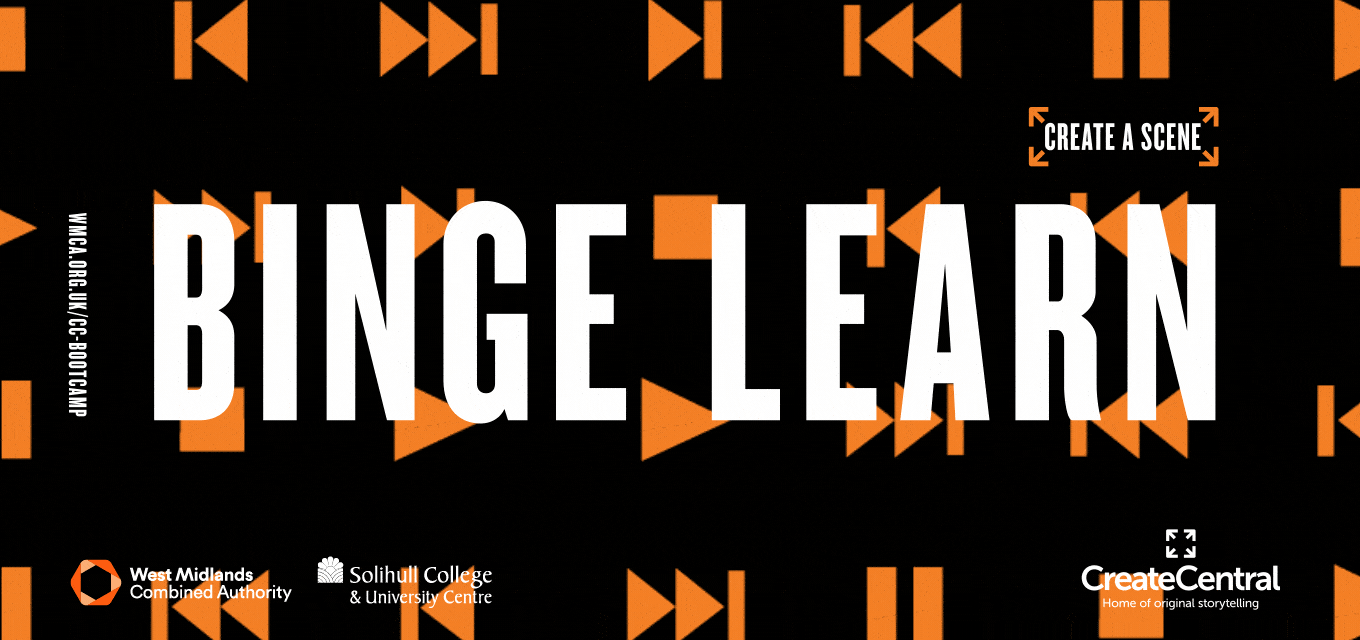 a logo with binge learn on