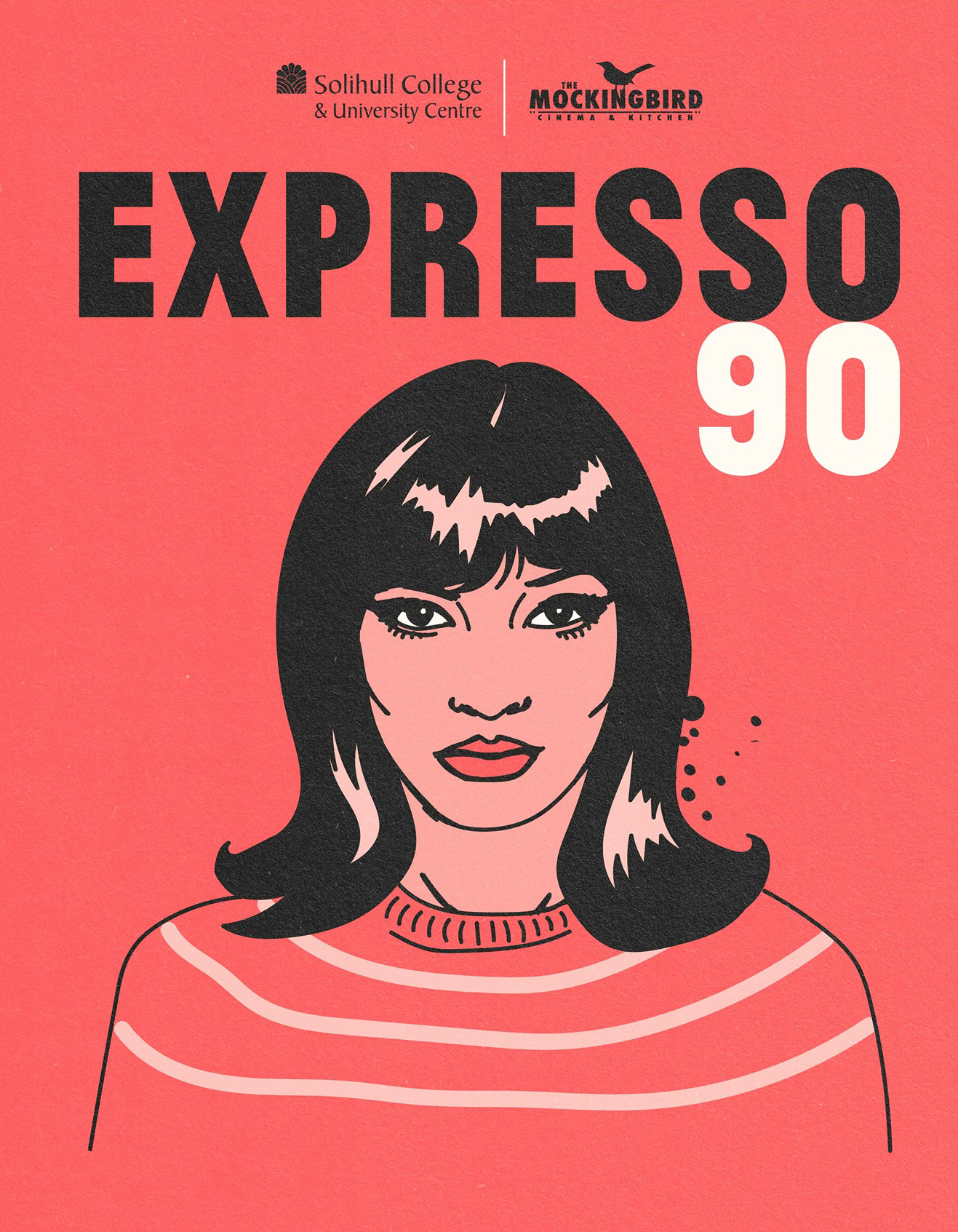 Expresso 90 poster featuring a cartoon woman