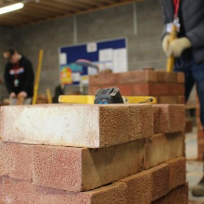 Brick pile in work shop