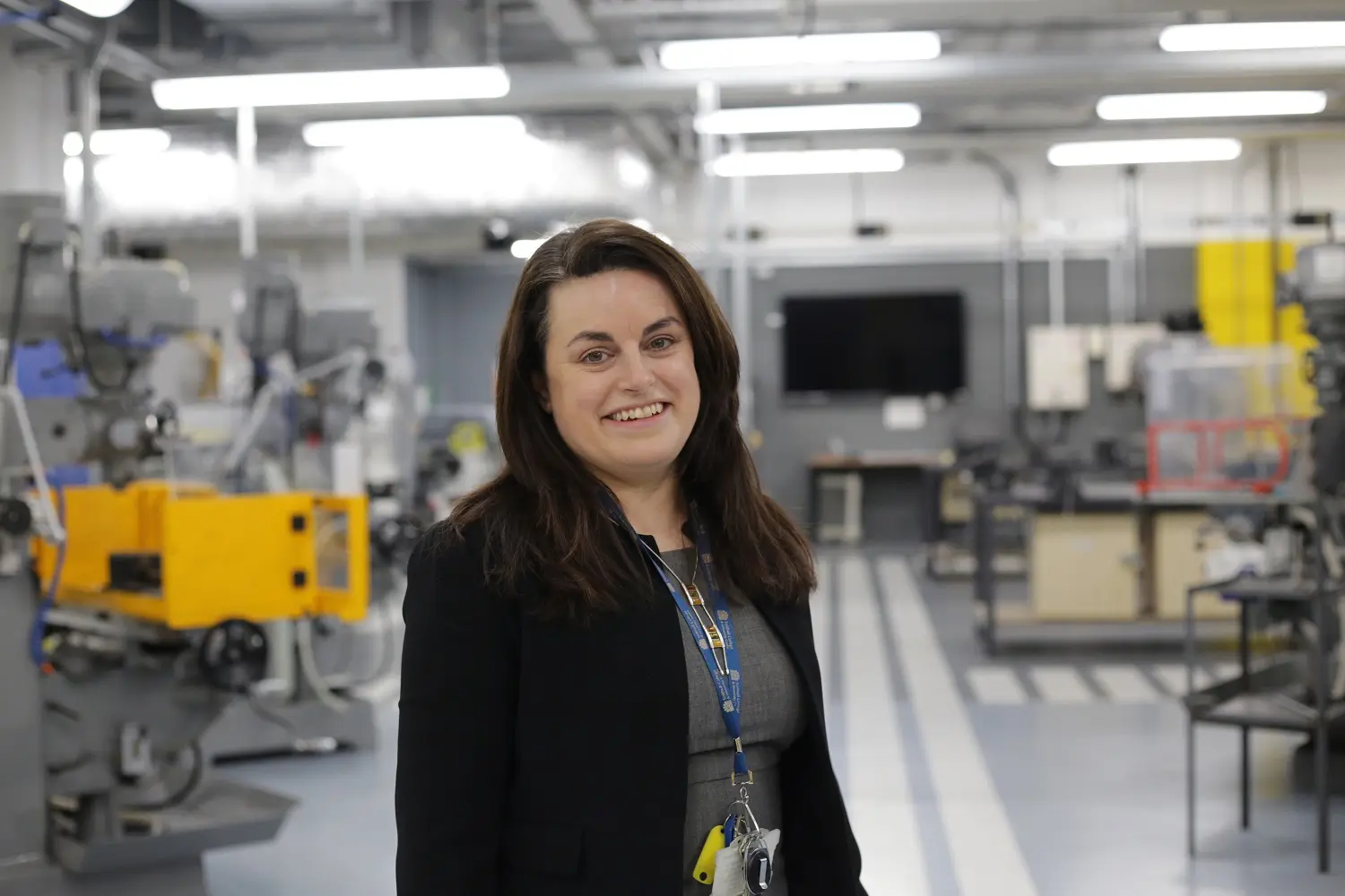 Rosa stands in the new engineering workshop