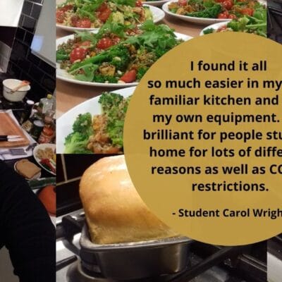 Tutor Jabeen Prasetyo and some of the dishes created by students