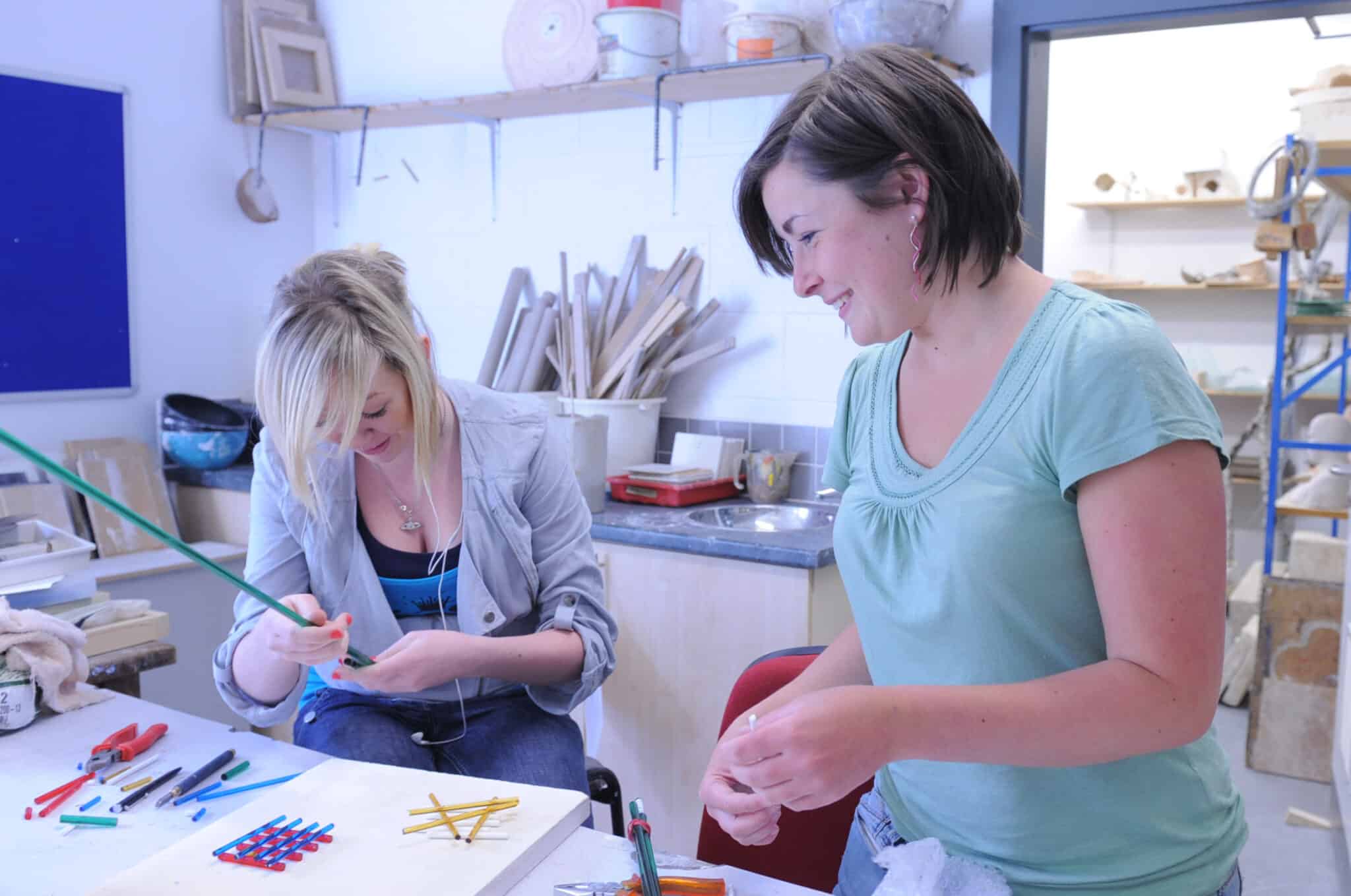 students in a community art class