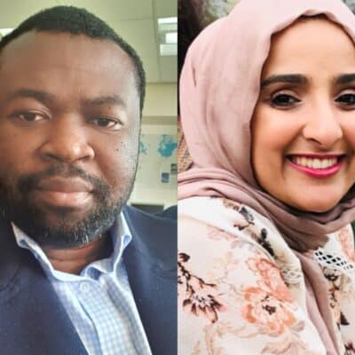 Image of man on left and woman on right