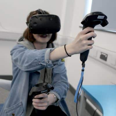 Student using VR headset