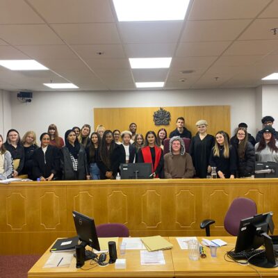 Solihull College students in mock court session