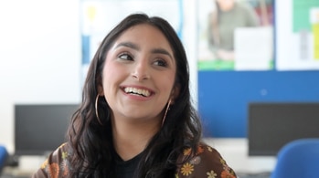Portrait of smiling student looking to the right.
