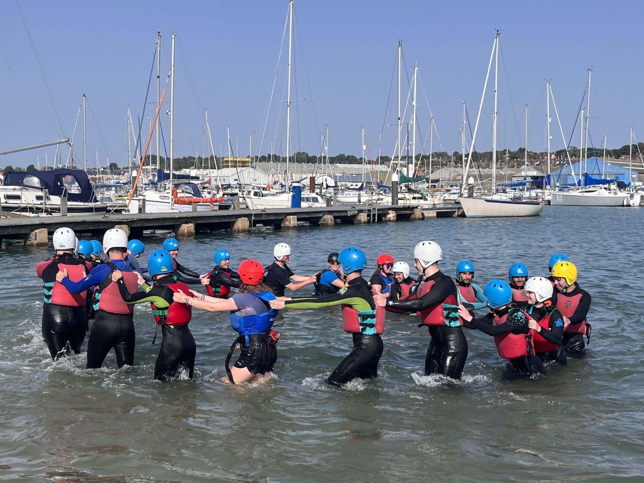 Students in the water demonstrating skills