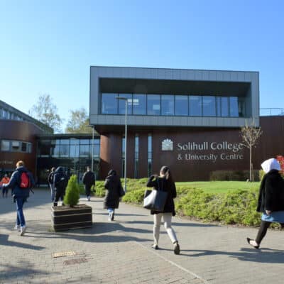 Students arriving at the College's Blossomfield Campus
