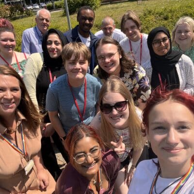 Principal Rebecca Gater with students