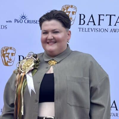 Maddy in front of BAFTA screen