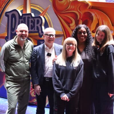Matt Slack, Mayor Richard Parker, Laura Gilbert, Alison Hammond and Tegan Payne standing on stage at the Hippodrome