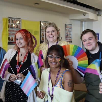 Staff and students celebrating Pride