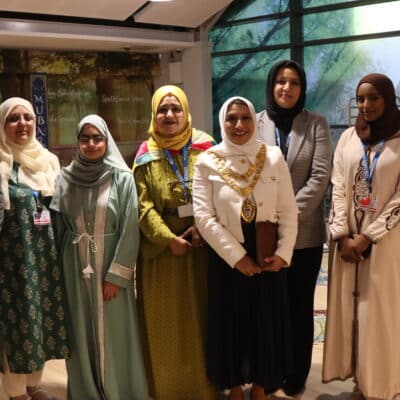 7 staff members standing with the Mayor of Solihull