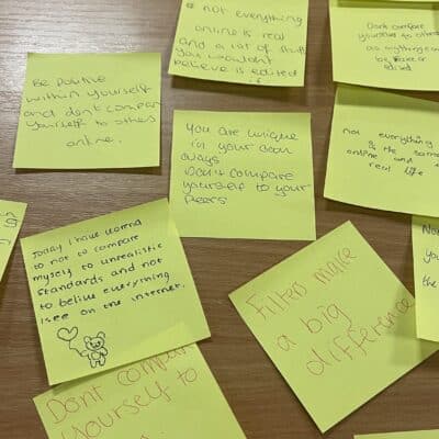 Post-it notes on a table