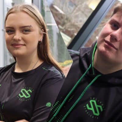 photo of two students merged