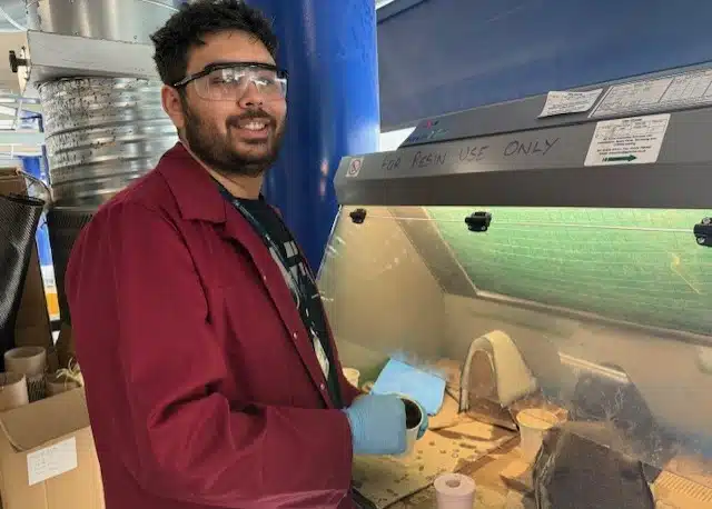 Louie in the engineering lab