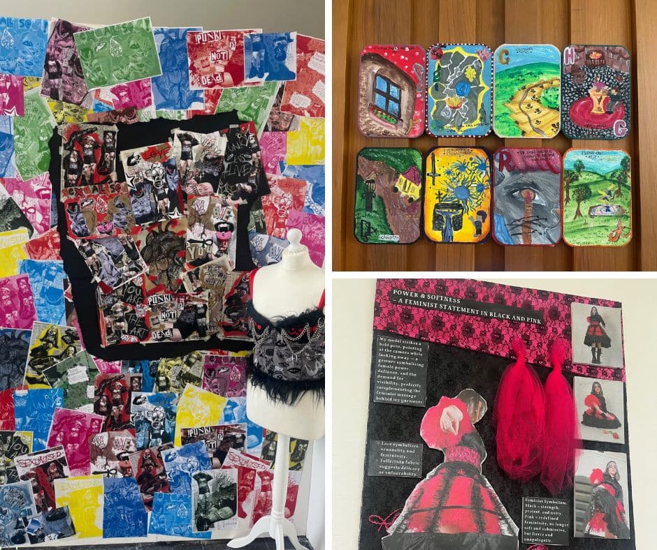 montage of some of the art designs at the exhibition