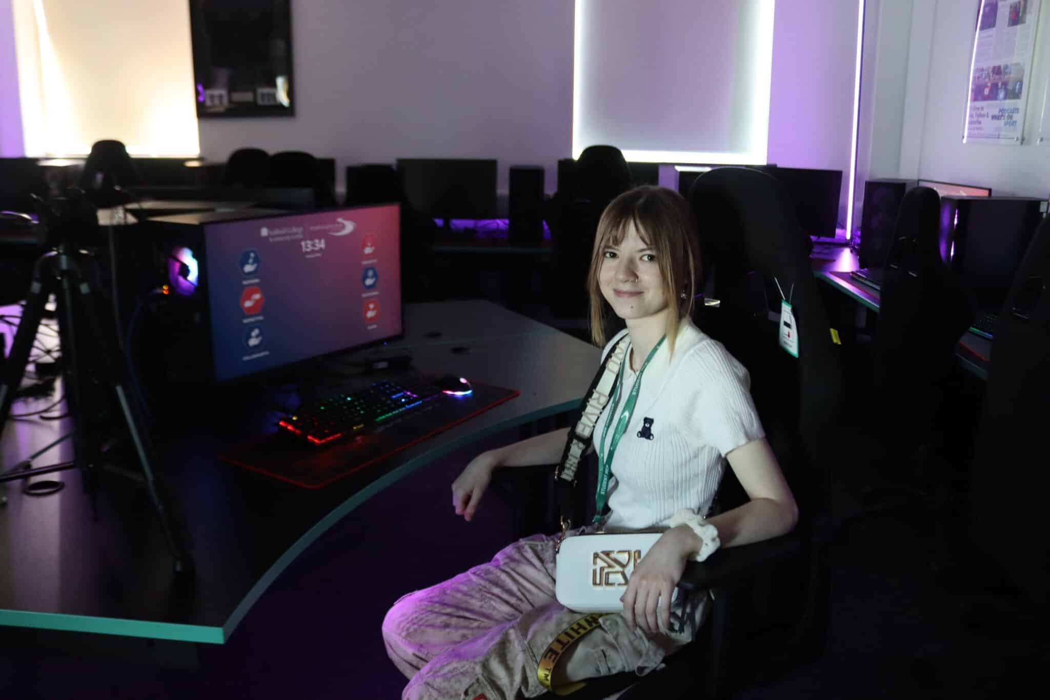 Maddie in the Esports lab