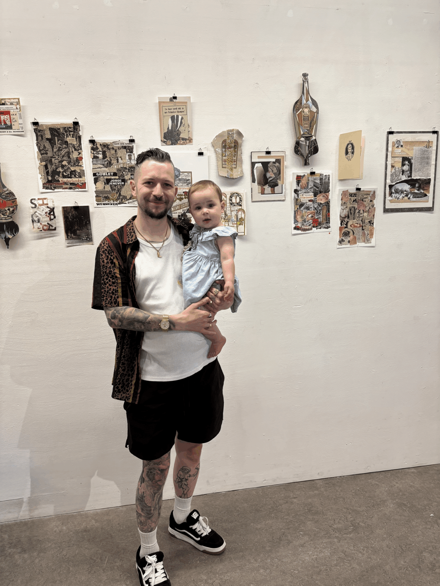 Robert Hall artist with son in art exhibition