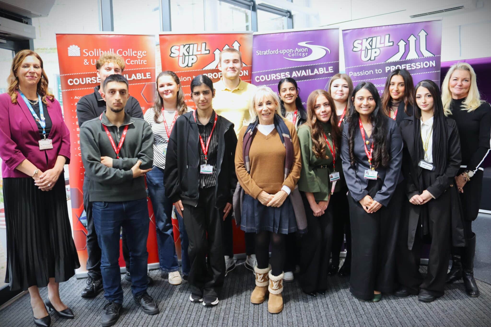 Principal Dr Rebecca Gater with Linda Plant and Fi Yates and the business students